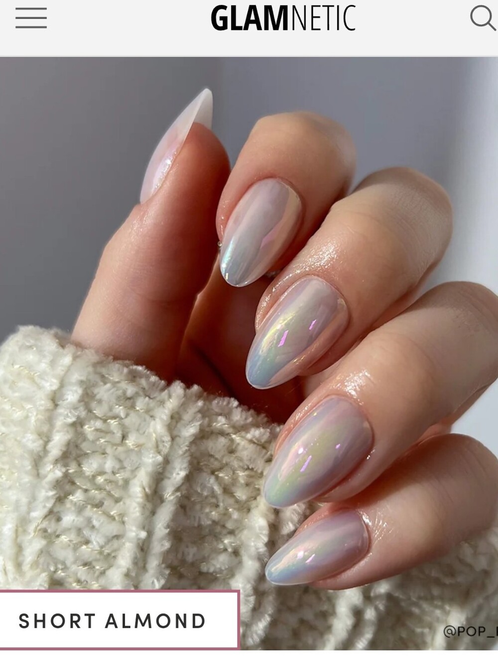Glamnetic Entranced Holographic Short Almond Nail Set - Neutral White NeW - Picture 5 of 5
